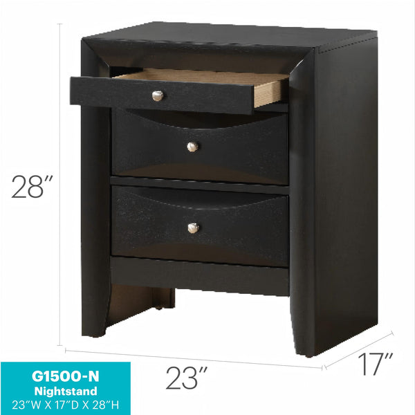 English Elm Elegant Compact Nightstand with Open Shelf, Durable Particle Board Construction, Easy Assembly Guide Included for Modern Bedroom Storage and Style Black 32 L x 25 W x 19 H B078112179