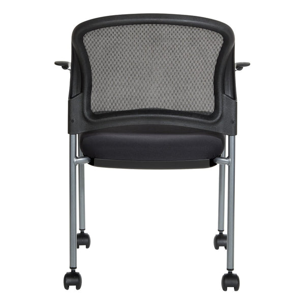 OSP Home Furnishings Titanium Finish Stackable Office Chair with Mesh Back and Foam Seat for Reception Areas Coal 86740R-30