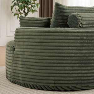 English Elm 50"l Corduroy Oversized Sleeper Chair with Neck Pillow Support for Lounge or Bedroom Green W834P405866
