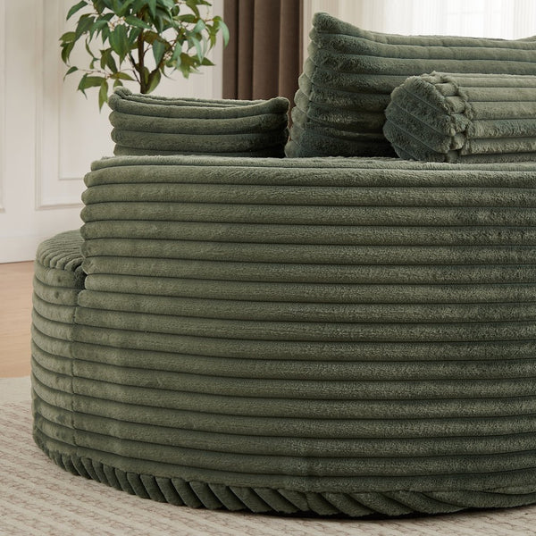 English Elm 50"l Corduroy Oversized Sleeper Chair with Neck Pillow Support for Lounge or Bedroom Green W834P405866