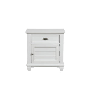 English Elm Tovae White 1-Drawer Nightstand With Shutter Lock Door