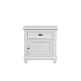 Elegant Oak Veneer White Nightstand with 1 Drawer & Shutter Lock Door - 27.99 x 17.00 x 26.38