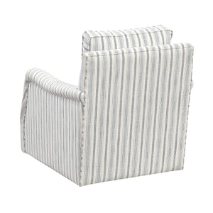 English Elm Elegance Striped Swivel Chair with Reversible Cushions, Foam-Pocket Coil Comfort & 360° Metal Base B011P379431