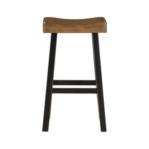 English Elm Transitional Counter Height Stools Set of 2 — 24" Rustic Accent Solid Rubberwood Seats for Islands Black,Brown 45.25 L x 20 W x 9.25 H B011P284439