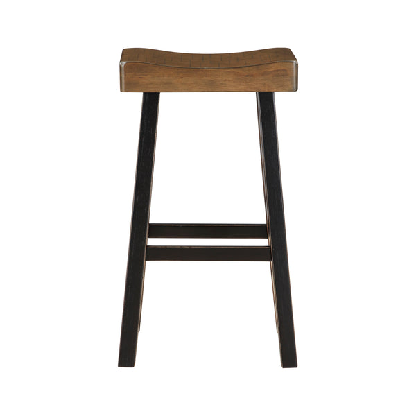 English Elm Transitional Counter Height Stools Set of 2 — 24" Rustic Accent Solid Rubberwood Seats for Islands Black,Brown 45.25 L x 20 W x 9.25 H B011P284439