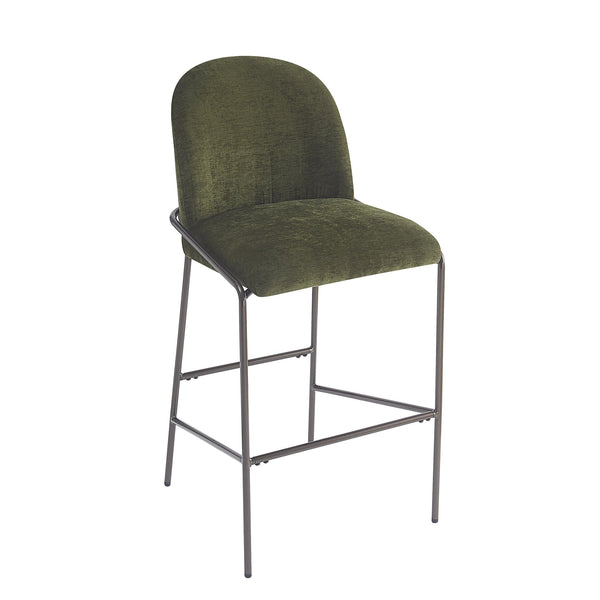 English Elm Christopher Knight Home® - Galen Upholstered Metal Barstool Set of 2 with Plush Stain-Resistant Fabric, Ergonomic Modern Design Green N775P290453N