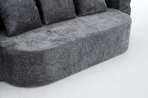 English Elm 3 Seater Convertible Sofa Bed with Chenille Upholstery and High-Density Sponge for Superior Comfort and Support Grey T3903P379835