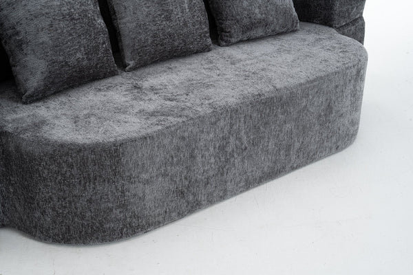 English Elm 3 Seater Convertible Sofa Bed with Chenille Upholstery and High-Density Sponge for Superior Comfort and Support Grey T3903P379835