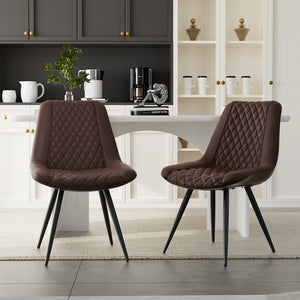 English Elm Modern Dining Chairs Set Of 2 - Pu Leather Upholstered Comfort With Metal Legs For Kitchen Dining T3950P394499