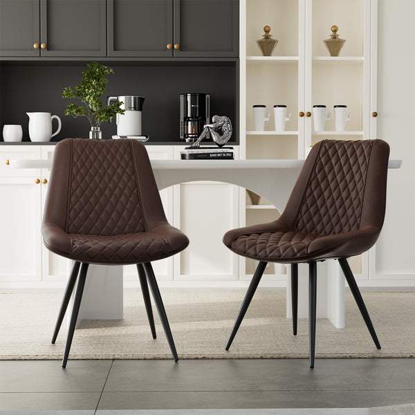 English Elm Modern Dining Chairs Set Of 2 - Pu Leather Upholstered Comfort With Metal Legs For Kitchen Dining T3950P394499