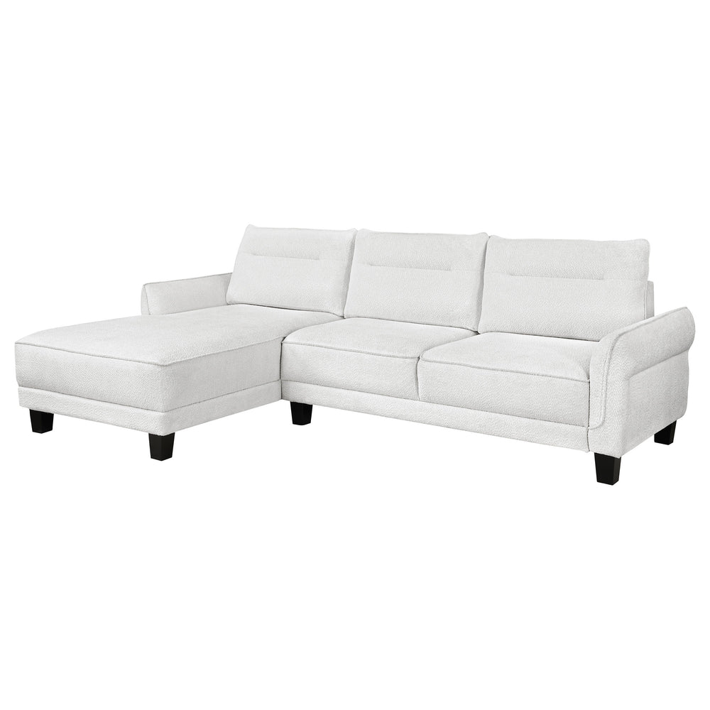 English Elm Granholm Teddy Bear Fabric Sectional Sofa with Curved Arms and Tapered Wood Legs B062S01454