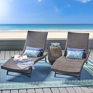 English Elm Christopher Knight Home® - Kauai Pe Wicker Chaise Set - All-Weather Loungers For Ultimate Outdoor Comfort & Relaxation 54087.00MP2