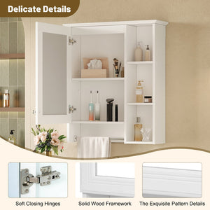 English Elm 3-in-1 Matte Medicine Cabinet Wall Mounted Mirror with Towel Bar and Storage Shelf White N710P401340K
