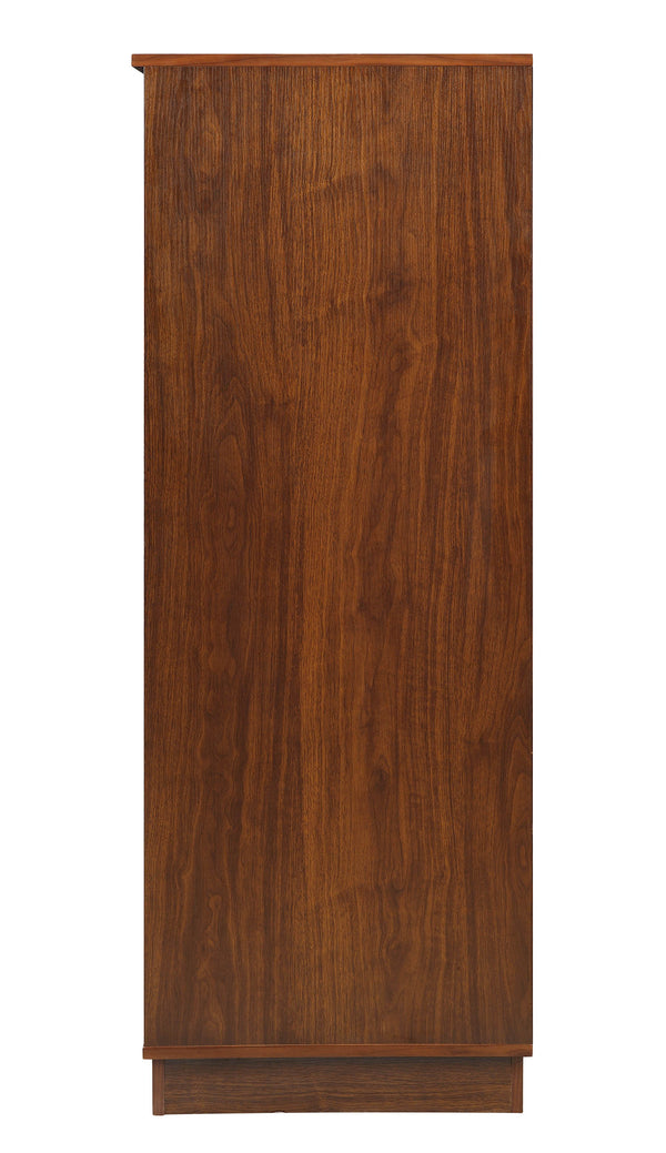 English Elm Wiesta Wiest a Walnut Finish Wine Cabinet with 25-Bottle Rack, 3 Drawers, MDF Veneer, Free-Standing Elegance B2726P281467