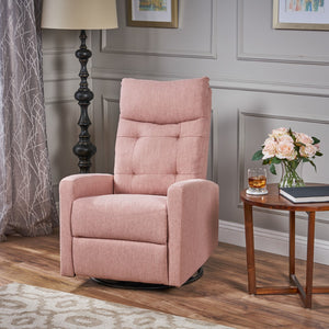 Christopher Knight Home® - Noble House - Woodglen Contemporary Glider Swivel Push Back Nursery Recliner - Light Blush and Black Finish