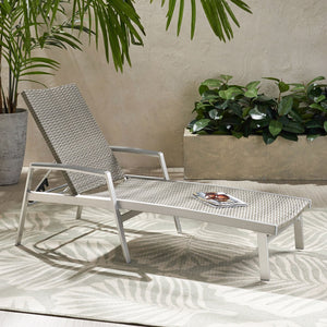 English Elm Christopher Knight Home® - Oxton Outdoor Chaise Lounge - Stylish Grey Mesh Seating For Ultimate Comfort & Relaxation By Poolside N775P210067G