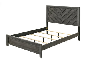 English Elm 1pc Queen Size Bed Rustic Gray Chevron Headboard Weathered Wood Finish Contemporary Craftsmanship B011S01883