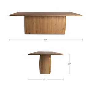 English Elm Winston Rustic Oak Veneer Dining Table Seats 8 with Plinth Base for Large Rooms B2769S00008