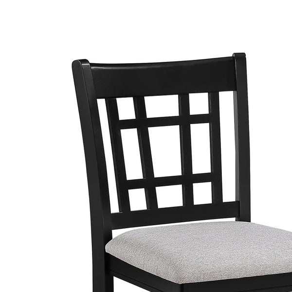 English Elm Mipo Counter Height Dining Chairs Two-tone Grid Back with White Upholstered Seats Set Black+Grey B056P417086