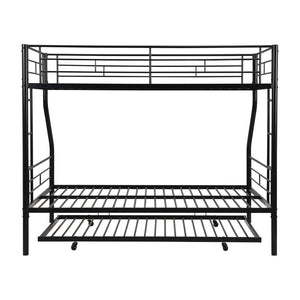 English Elm Twin Over Full Metal Bunk Bed With Trundle – Sturdy, Space-Saving Design, No Box Spring Needed! W311P297436-GIGA