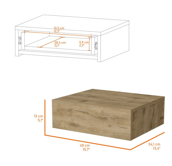English Elm Vienna Floating Nightstand — Sleek Wall-Mount, Space-Saving Design with Large Top & Deep Drawer B128P176114