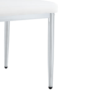 English Elm Table and Chair Set Marble Glass Top Silver Legs White Pu Seating for Modern Dining W1151S04646