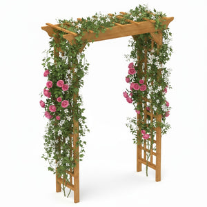 English Elm Wooden Garden Arch Solid Frame Backyard Trellis for Climbing Plants Wedding Ceremony W2640P225585