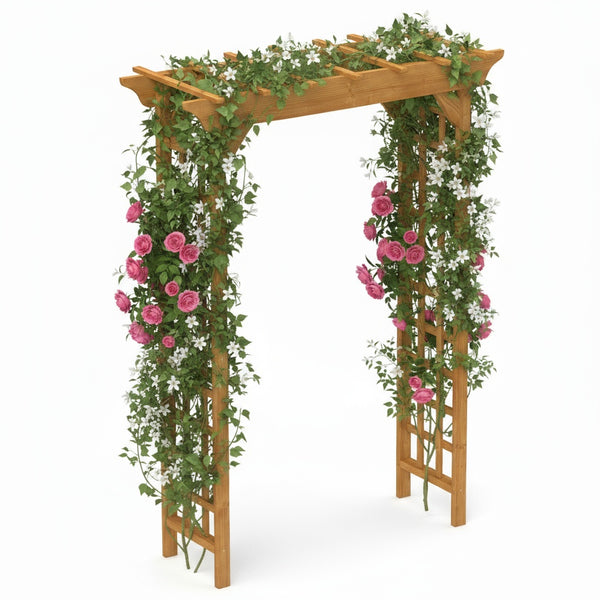 English Elm Wooden Garden Arch Solid Frame Backyard Trellis for Climbing Plants Wedding Ceremony W2640P225585