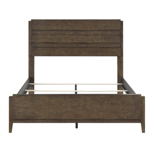 English Elm Classic Elegant Queen Bed with Rich Warm Finish, Solid Rubberwood Frame, Sturdy Slatted Headboard and Footboard, Timeless Panel Design Dark Walnut 84.75 L x 6.5 W x 4 H B011S01722