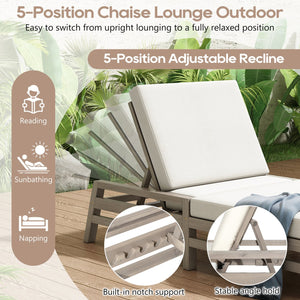 English Elm Trexm Acacia Wood Outdoor Recliner Lounge Chair with Cushions Five Position Patio Gray N715P404843E