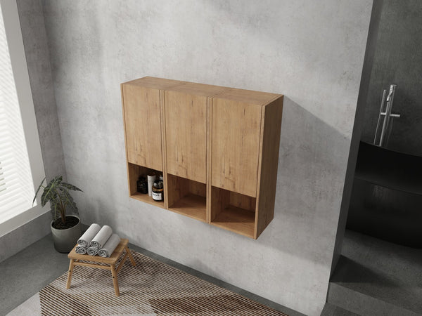 English Elm 36" Bathroom Side Cabinet - Stylish Wall-Mounted Storage, Soft-Close Doors & Durable Imitative Oak Finish W999S00374