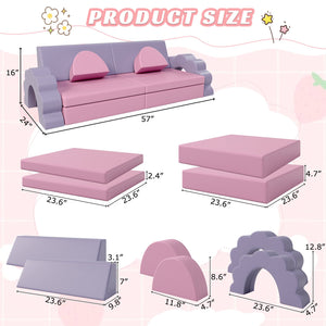 English Elm 10pcs Modular Foam Climbing Play Set Toddler Crawl Sofa Blocks with Pu Leather Cover N739P170354A