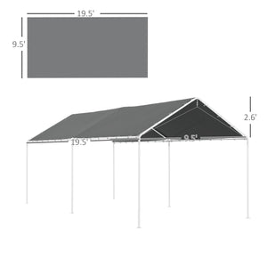 English Elm Car Canopy Replacement Cover Uv Resistant Polyethylene Roof for 9.6 X 19.5 Ft Frames T3971P425824