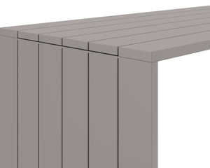 Sunpan Verin Modern Bar Table - Stylish Powder Coated Aluminum for Outdoor Spaces with Waterfall Edge Design Greige