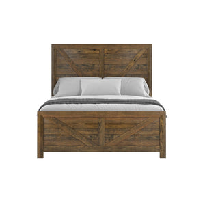 English Elm Wallace & Bay - Brown Queen Bed - Rustic Solid Wood Frame In Caramel Finish, Timeless Style & Easy Maintenance B2709S00023-GIGA