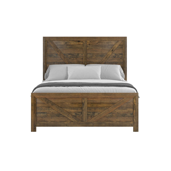 English Elm Wallace & Bay - Brown Queen Bed - Rustic Solid Wood Frame In Caramel Finish, Timeless Style & Easy Maintenance B2709S00023-GIGA