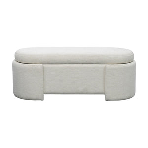 English Elm Fully Upholstered Oval Bench with Soft Close Storage Lid for Bedroom Entryway B035P408399