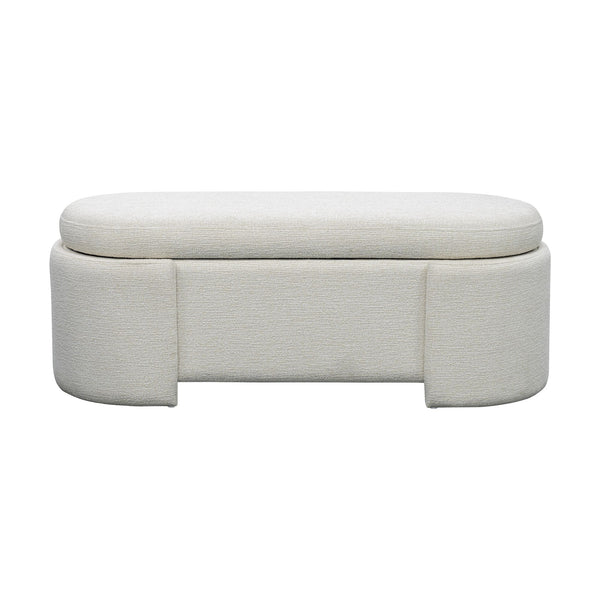 English Elm Fully Upholstered Oval Bench with Soft Close Storage Lid for Bedroom Entryway B035P408399