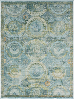 Unique Loom Baracoa Coppelia Machine Made Geometric Rug Light Blue, Blue/Cream/Green/Ivory/Tan 10' 0" x 13' 0"