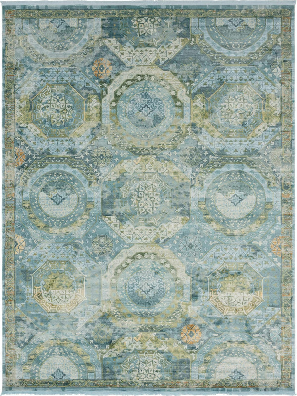 Unique Loom Baracoa Coppelia Machine Made Geometric Rug Light Blue, Blue/Cream/Green/Ivory/Tan 10' 0" x 13' 0"