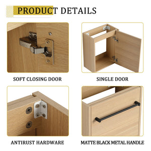 English Elm 16'' Floating Wall-Mounted Bathroom Vanity with Ceramic Basin, Soft-Close Door, Water-Resist Finish Light Oak W999P236336