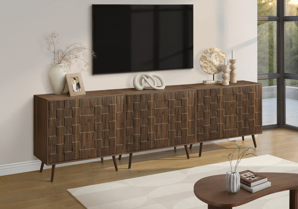 English Elm Accent Cabinet Dark Walnut Laminate Checkerboard Two Door Mid Century Sideboard B2710P461650