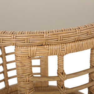 English Elm Christopher Knight Home® - TATIANA Side Table Rattan Accent with Sleek Round Profile, Durable Woven Texture, Compact Design Light Brown 66027.00LBRN