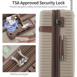 English Elm 4 Piece Abs Hard Shell Luggage Set with Spinner Wheels Tsa Lock and Packing Cubes Khaki PP313145AAM