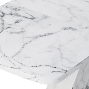 English Elm Modern Extendable Rectangle Dining Table With Elegant White Marble Top & Sturdy Metal Base Design W757P242761