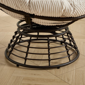 English Elm Comfortable Wicker Papasan Swivel Chair Rattan Frame with Plush Corduroy Cushion W640P443555