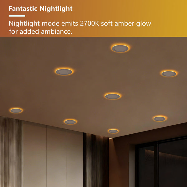 English Elm 6 Pack Slim Canless Wafer Ceiling Lights Dimmable 5cct Selectable for Any Room W2312P416004