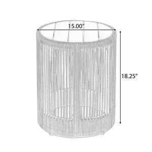 English Elm Christopher Knight Home® - Outdoor Rattan Rope & Acacia Wood Side Table – Stylish, Weather-Resistant Accent For Any Space N770P298633G