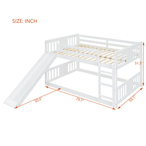 English Elm Full Over Kids Bunk Bed with Built-in Slide Ladder Pine Frame Gray Finish LT100208AAK