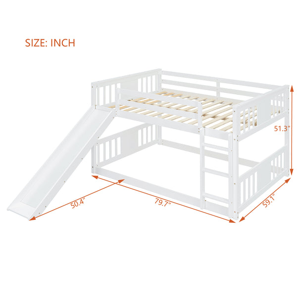 English Elm Full Over Kids Bunk Bed with Built-in Slide Ladder Pine Frame Gray Finish LT100208AAK